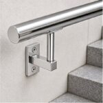 Narrow Plate Side Fix Handrail Bracket — Reflective silver appearance concept