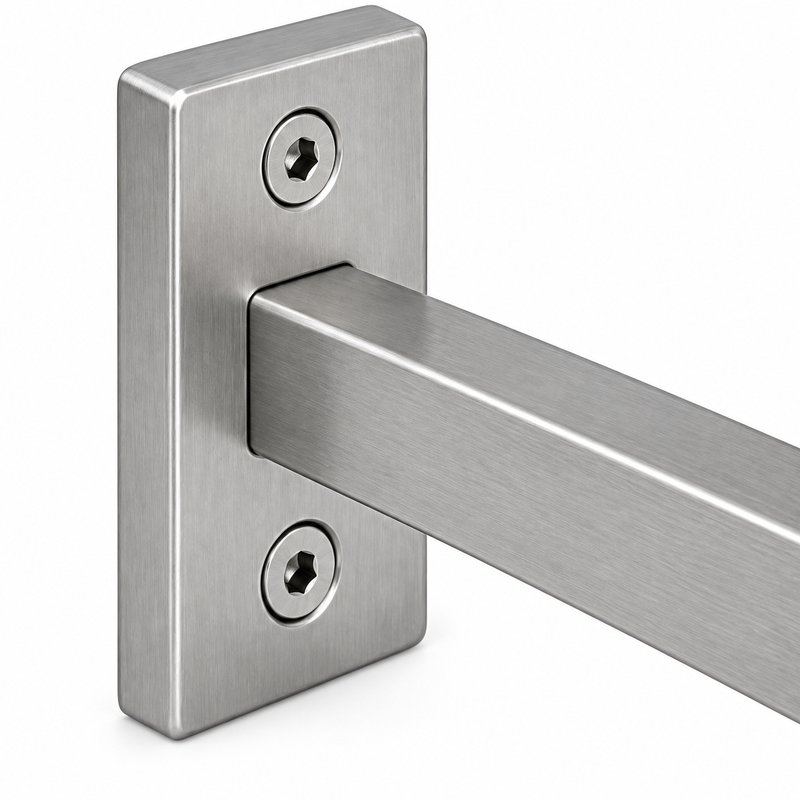 Narrow Plate Side Fix Handrail Bracket — Satin silver appearance concept