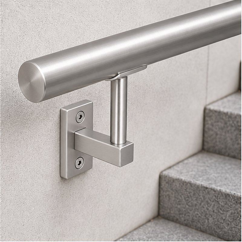 Narrow Plate Side Fix Handrail Bracket — Satin silver appearance concept