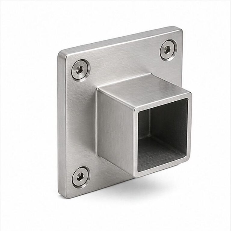 Square Tube Wall Flange Connector — Reference silver appearance
