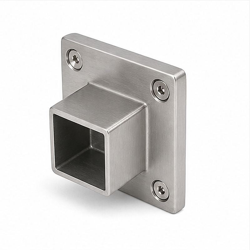 Square Tube Wall Flange Connector — Reference silver appearance