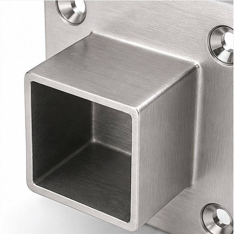 Square Tube Wall Flange Connector — Reference silver appearance