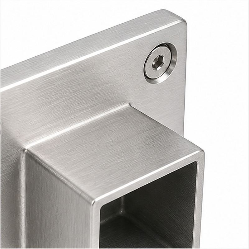 Square Tube Wall Flange Connector — Reference silver appearance
