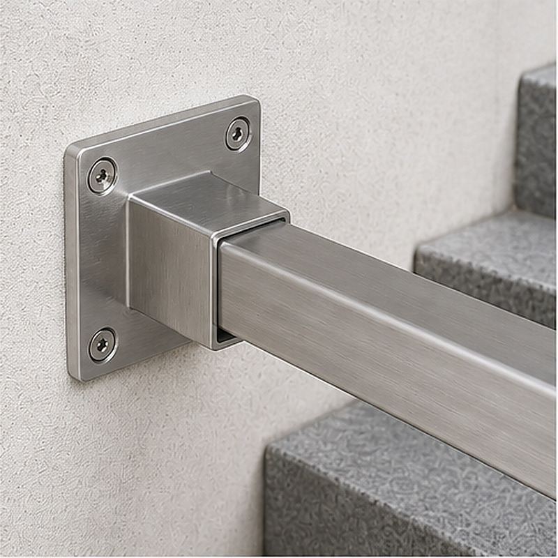 Square Tube Wall Flange Connector — Reference silver appearance