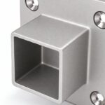 Square Tube Wall Flange Connector — Matte silver appearance concept