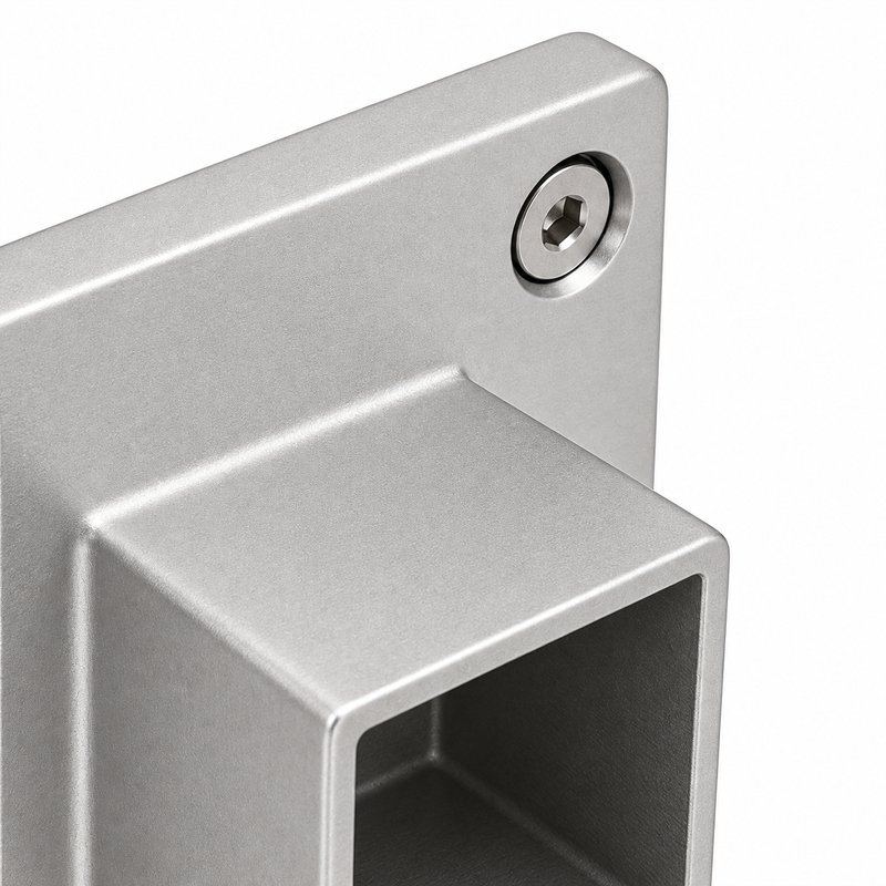 Square Tube Wall Flange Connector — Matte silver appearance concept