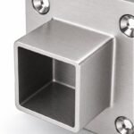 Square Tube Wall Flange Connector — Fine-brushed silver appearance concept