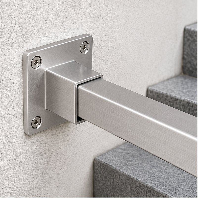 Square Tube Wall Flange Connector — Fine-brushed silver appearance concept