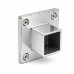 Square Tube Wall Flange Connector — Reflective silver appearance concept