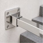 Square Tube Wall Flange Connector — Reflective silver appearance concept