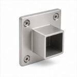 Square Tube Wall Flange Connector — Satin silver appearance concept