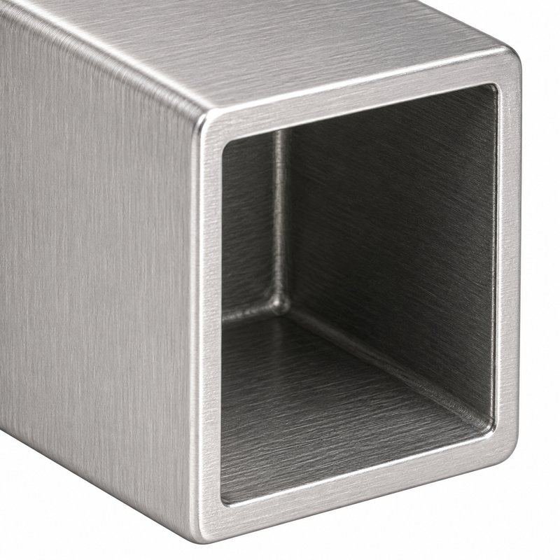 Square Tube Wall Flange Connector — Satin silver appearance concept