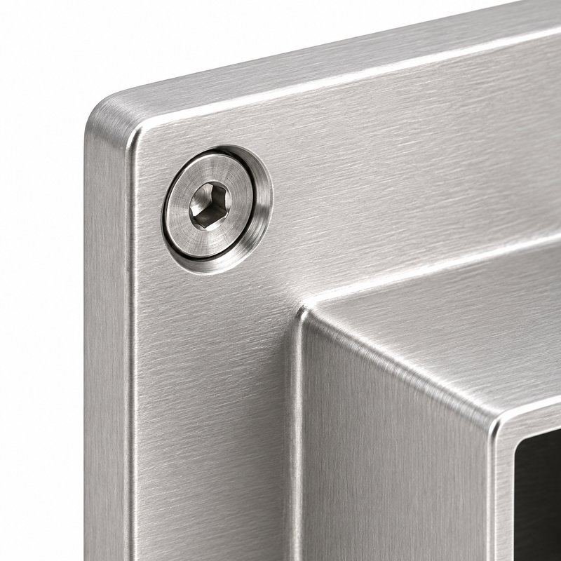 Square Tube Wall Flange Connector — Satin silver appearance concept