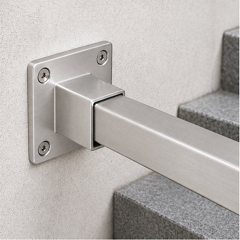 Square Tube Wall Flange Connector — Satin silver appearance concept