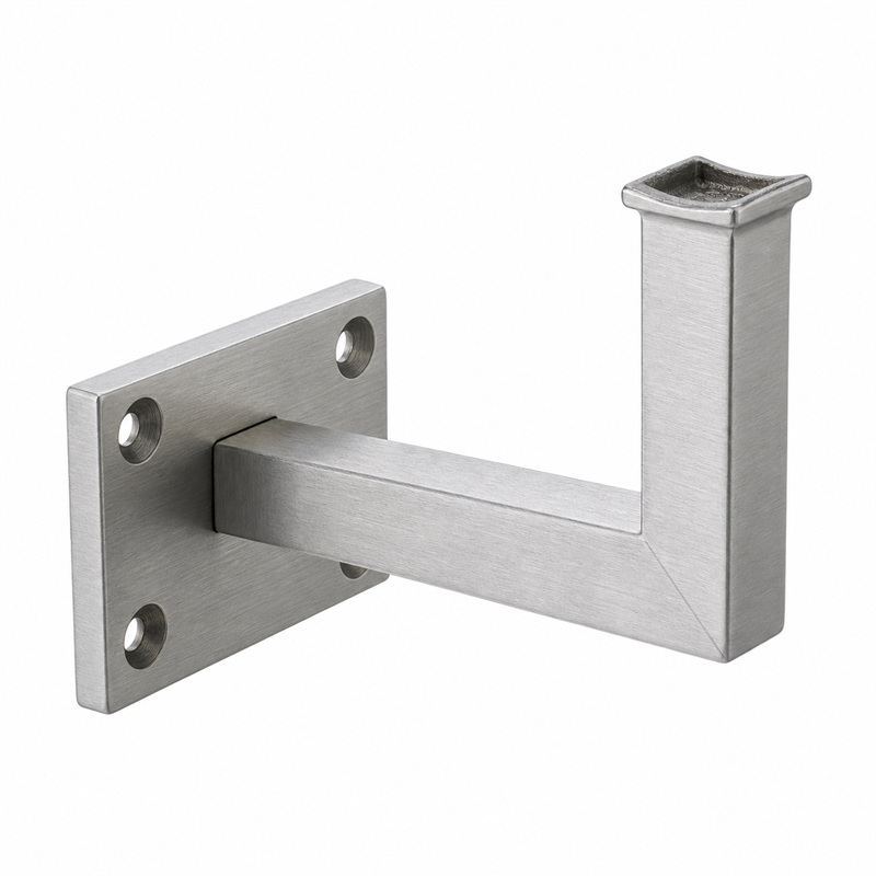 Square Section Curved Seat Handrail Bracket — Reference silver appearance