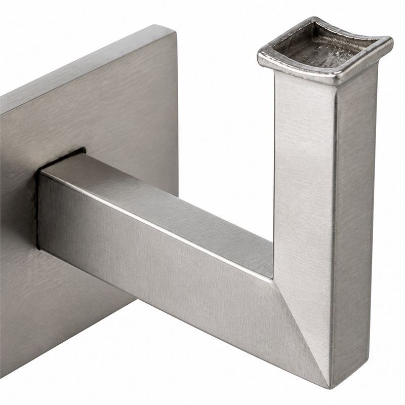Square Section Curved Seat Handrail Bracket — Reference silver appearance