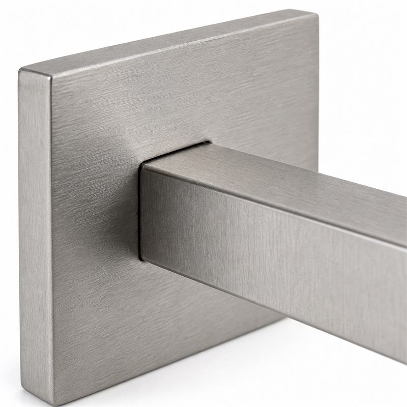 Square Section Curved Seat Handrail Bracket — Reference silver appearance