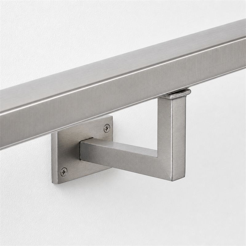 Square Section Curved Seat Handrail Bracket — Reference silver appearance