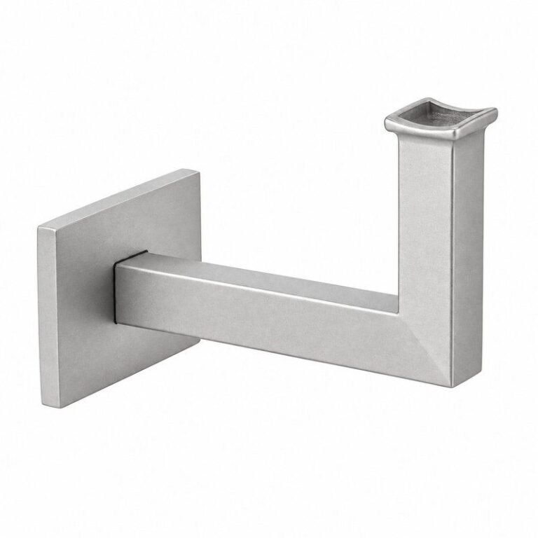 Square Section Curved Seat Handrail Bracket — Matte silver appearance concept