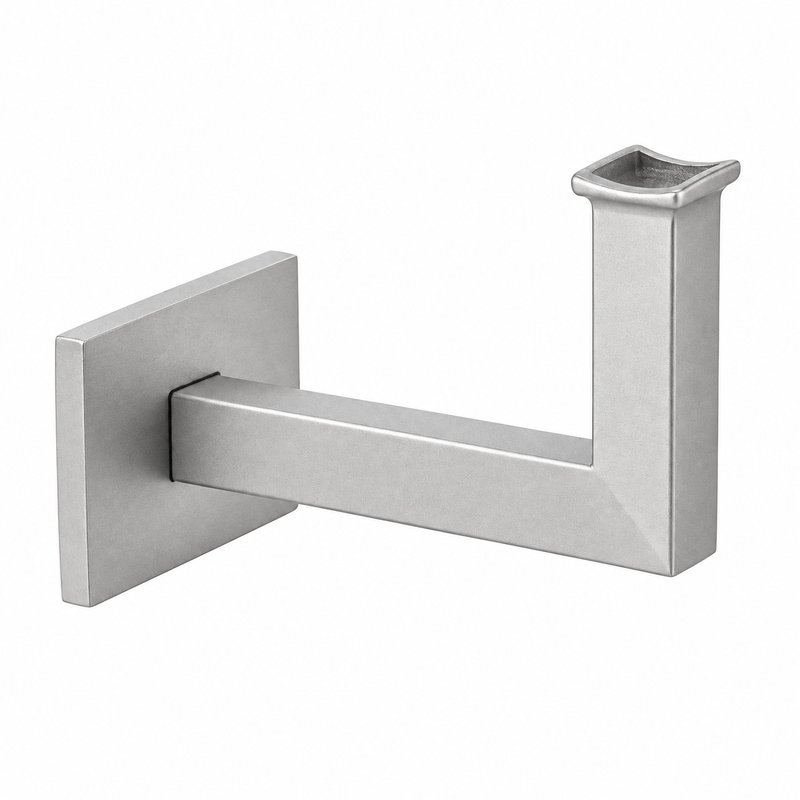 Square Section Curved Seat Handrail Bracket — Matte silver appearance concept