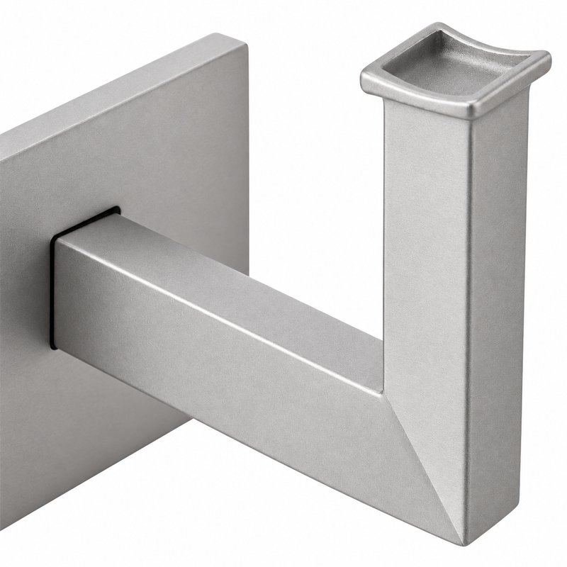Square Section Curved Seat Handrail Bracket — Matte silver appearance concept