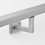 Square Section Curved Seat Handrail Bracket — Matte silver appearance concept