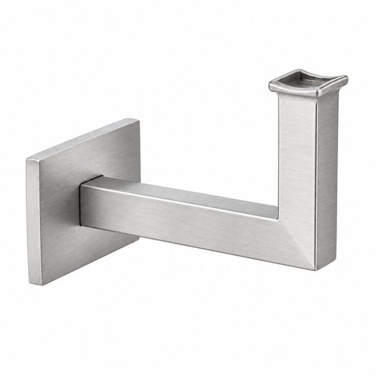 Square Section Curved Seat Handrail Bracket — Fine-brushed silver appearance concept