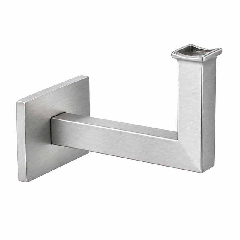 Square Section Curved Seat Handrail Bracket — Fine-brushed silver appearance concept