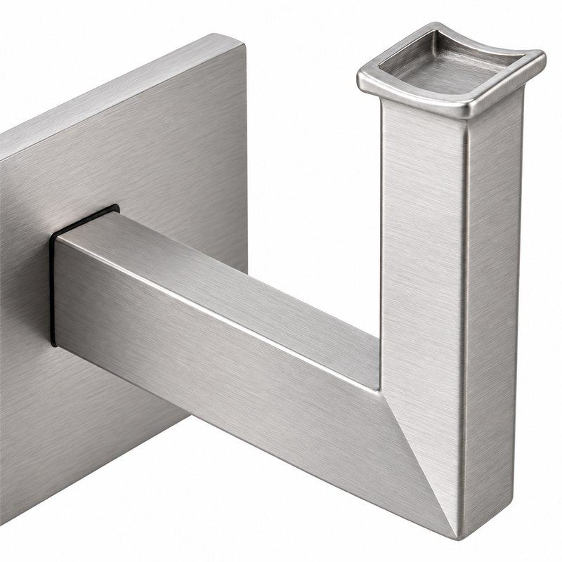 Square Section Curved Seat Handrail Bracket — Fine-brushed silver appearance concept