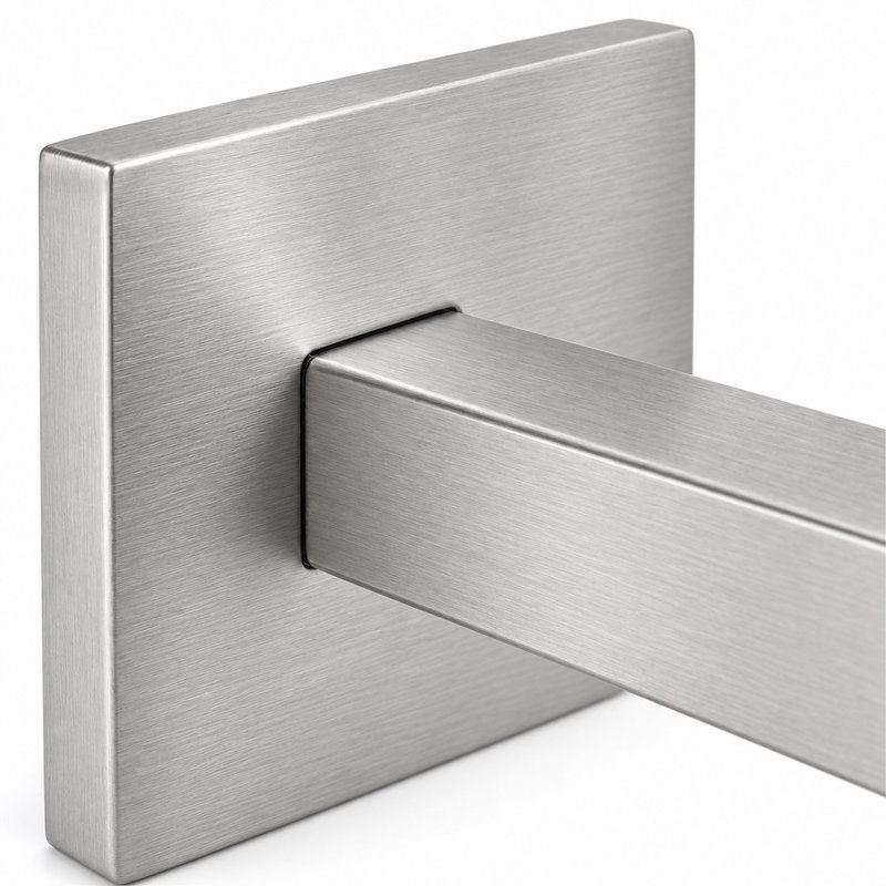 Square Section Curved Seat Handrail Bracket — Fine-brushed silver appearance concept
