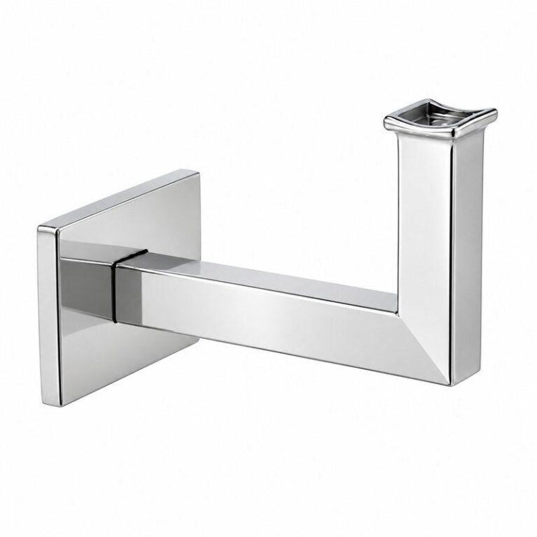 Square Section Curved Seat Handrail Bracket — Reflective silver appearance concept