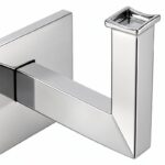 Square Section Curved Seat Handrail Bracket — Reflective silver appearance concept