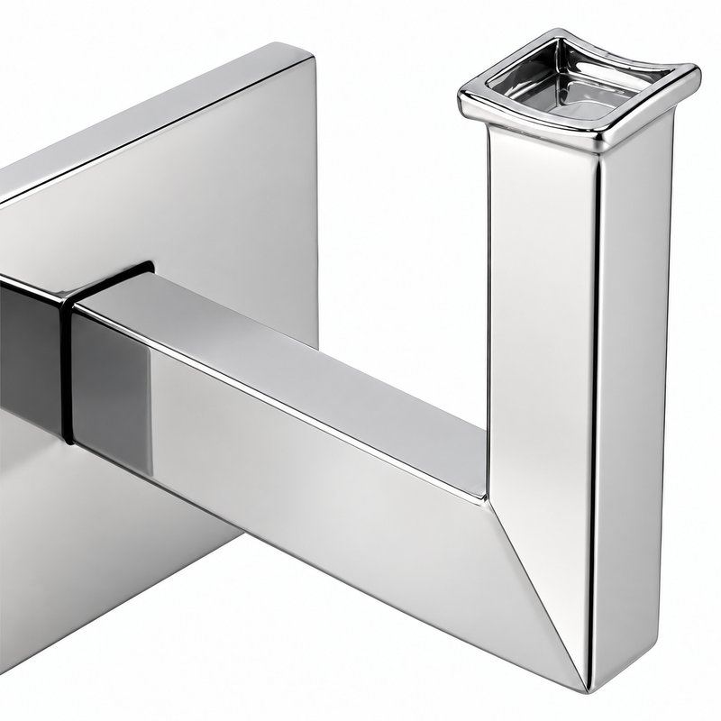 Square Section Curved Seat Handrail Bracket — Reflective silver appearance concept