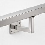 Square Section Curved Seat Handrail Bracket — Reflective silver appearance concept