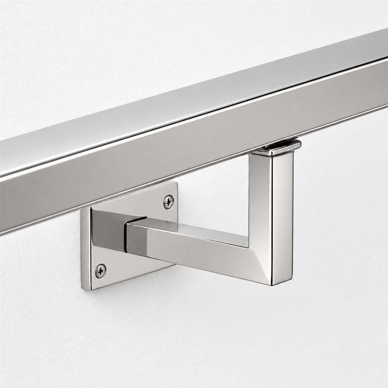 Square Section Curved Seat Handrail Bracket — Reflective silver appearance concept