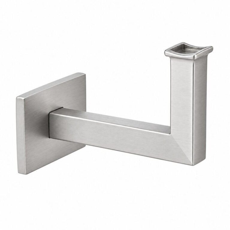 Square Section Curved Seat Handrail Bracket — Satin silver appearance concept