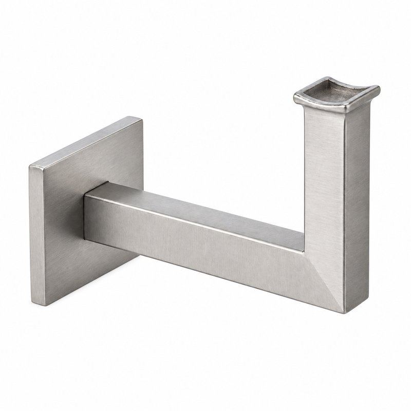 Square Section Curved Seat Handrail Bracket — Satin silver appearance concept