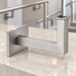 Square Section Curved Seat Handrail Bracket — Satin silver appearance concept