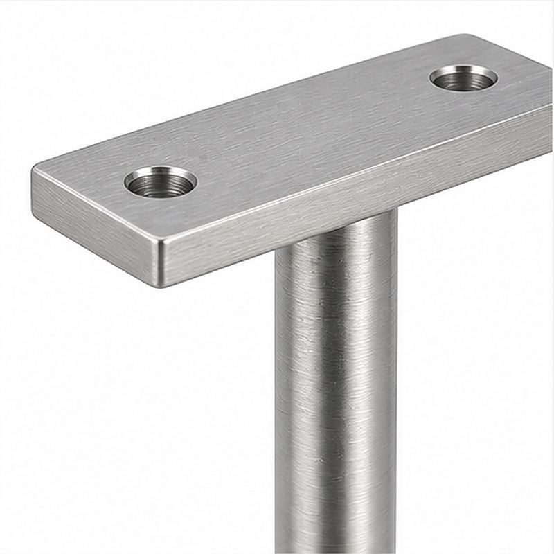 Square Cover Round Stem Handrail Bracket — Reference silver appearance