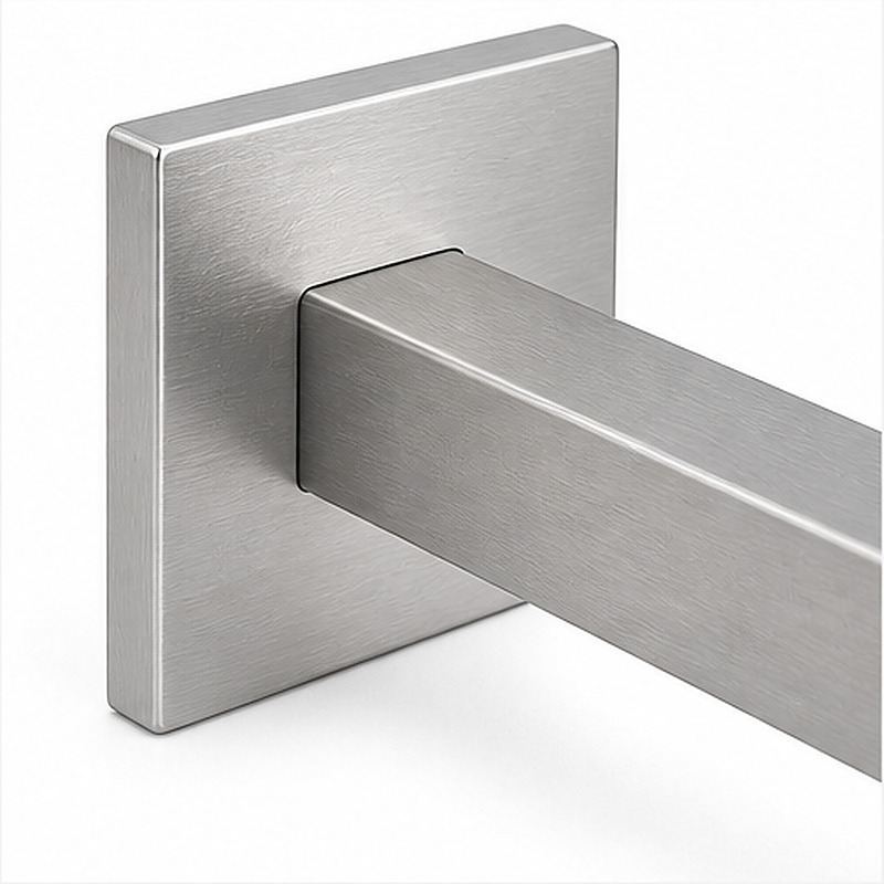 Square Cover Round Stem Handrail Bracket — Reference silver appearance