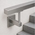 Square Cover Round Stem Handrail Bracket — Reference silver appearance