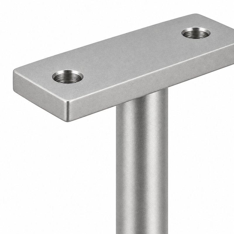 Square Cover Round Stem Handrail Bracket — Matte silver appearance concept