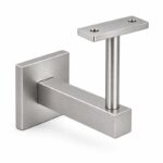 Square Cover Round Stem Handrail Bracket — Fine-brushed silver appearance concept
