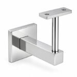 Square Cover Round Stem Handrail Bracket — Reflective silver appearance concept