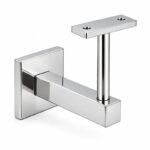 Square Cover Round Stem Handrail Bracket — Reflective silver appearance concept