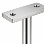 Square Cover Round Stem Handrail Bracket — Reflective silver appearance concept