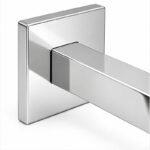 Square Cover Round Stem Handrail Bracket — Reflective silver appearance concept