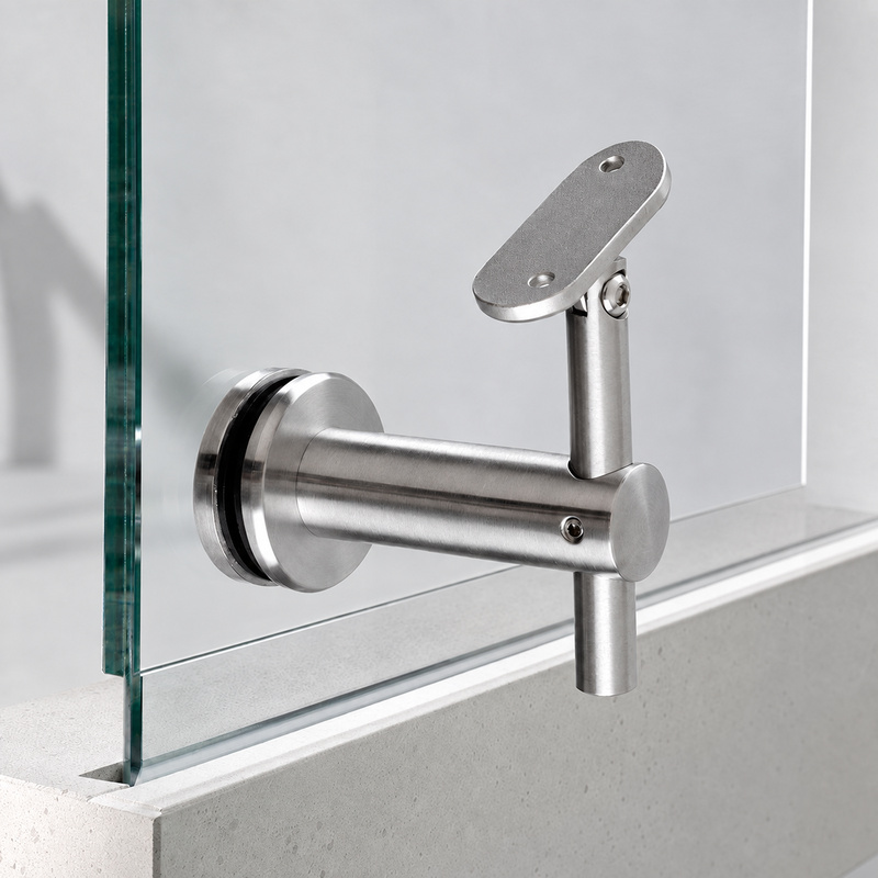 Pivoting Glass Handrail Bracket — Reference silver appearance — SSR-086