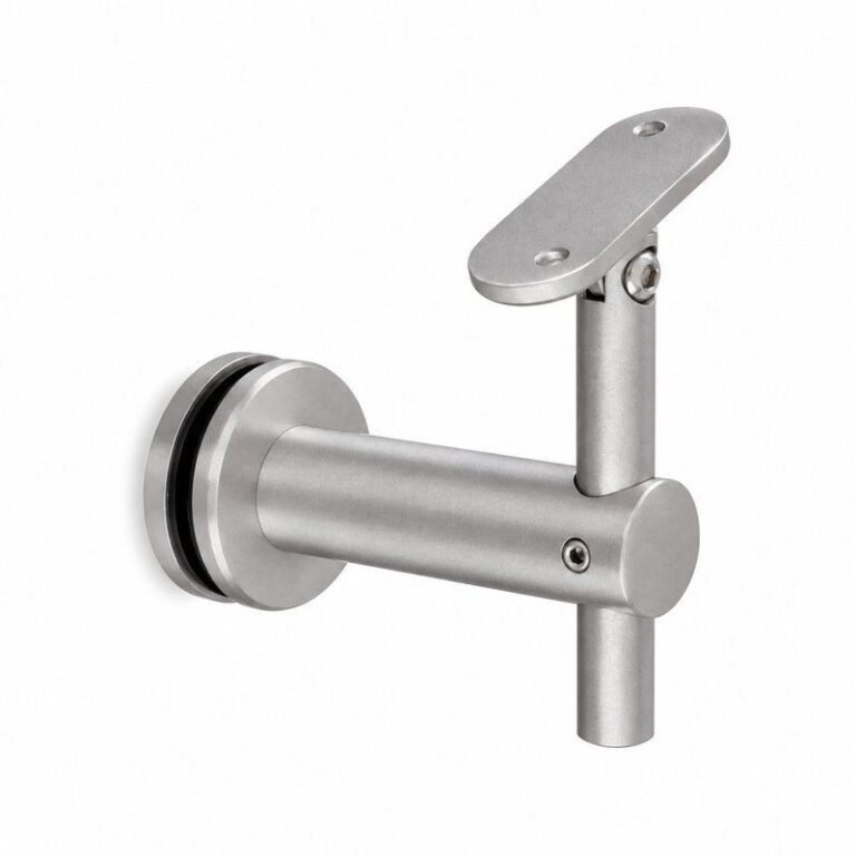 Pivoting Glass Handrail Bracket — Matte silver appearance concept — SSR-087
