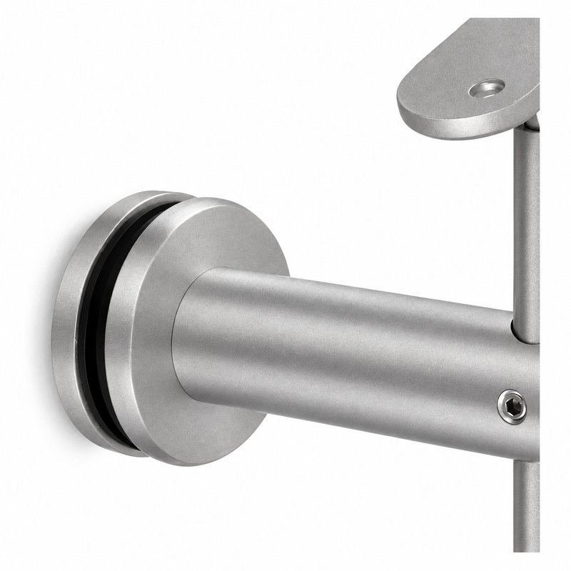 Pivoting Glass Handrail Bracket — Matte silver appearance concept — SSR-087
